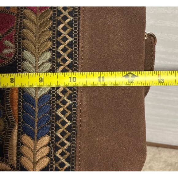 3AM Forever Purse Embroidered Suede Crossbody Bag With Strap Brown - Picture 11 of 12